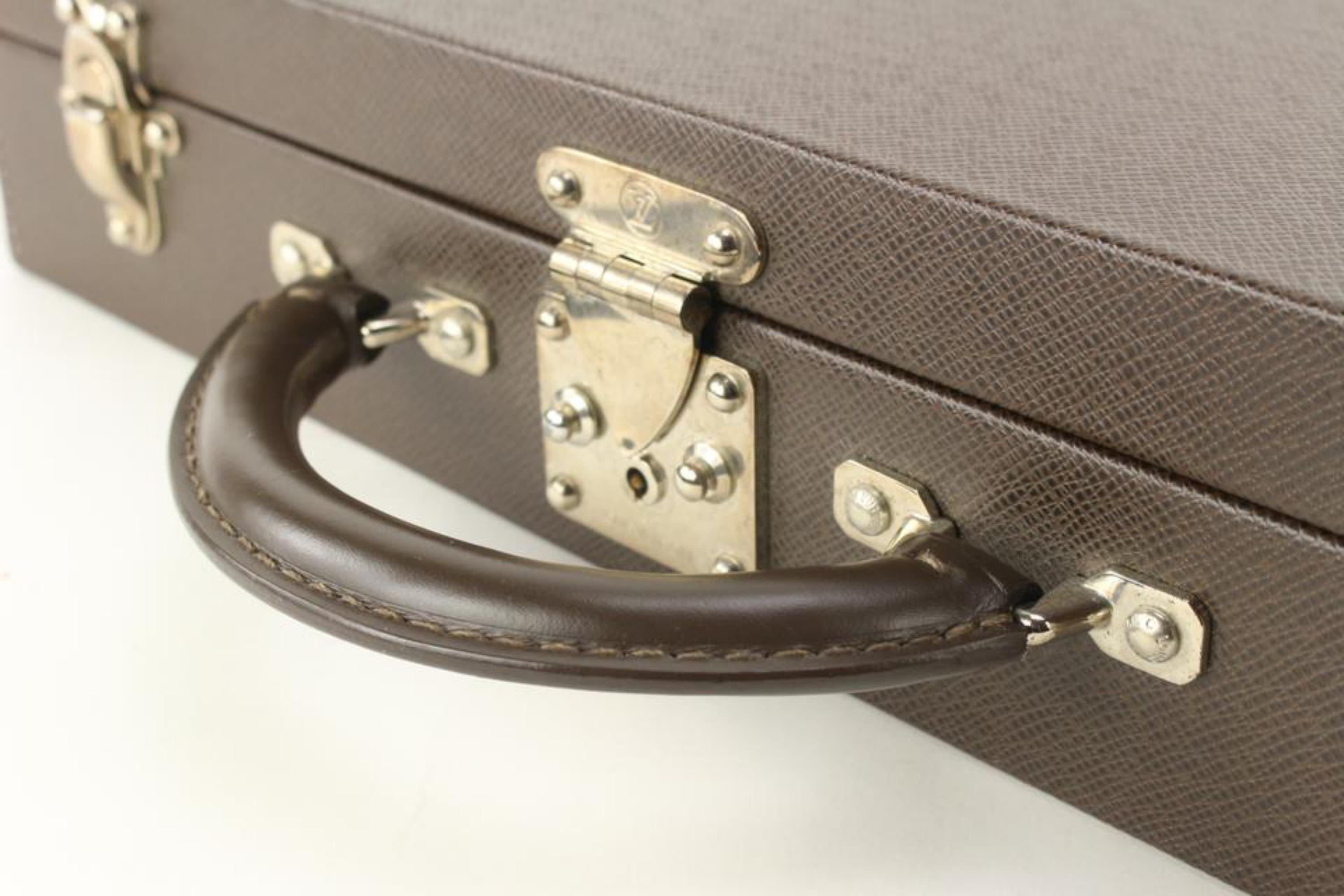 Louis Vuitton Brown Grizzli Taiga Leather President Briefcase Attache14lk616s For Sale 3