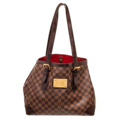 Louis Vuitton Brown Hampstead MM Tote Bag with damier canvas gold-tone hardware