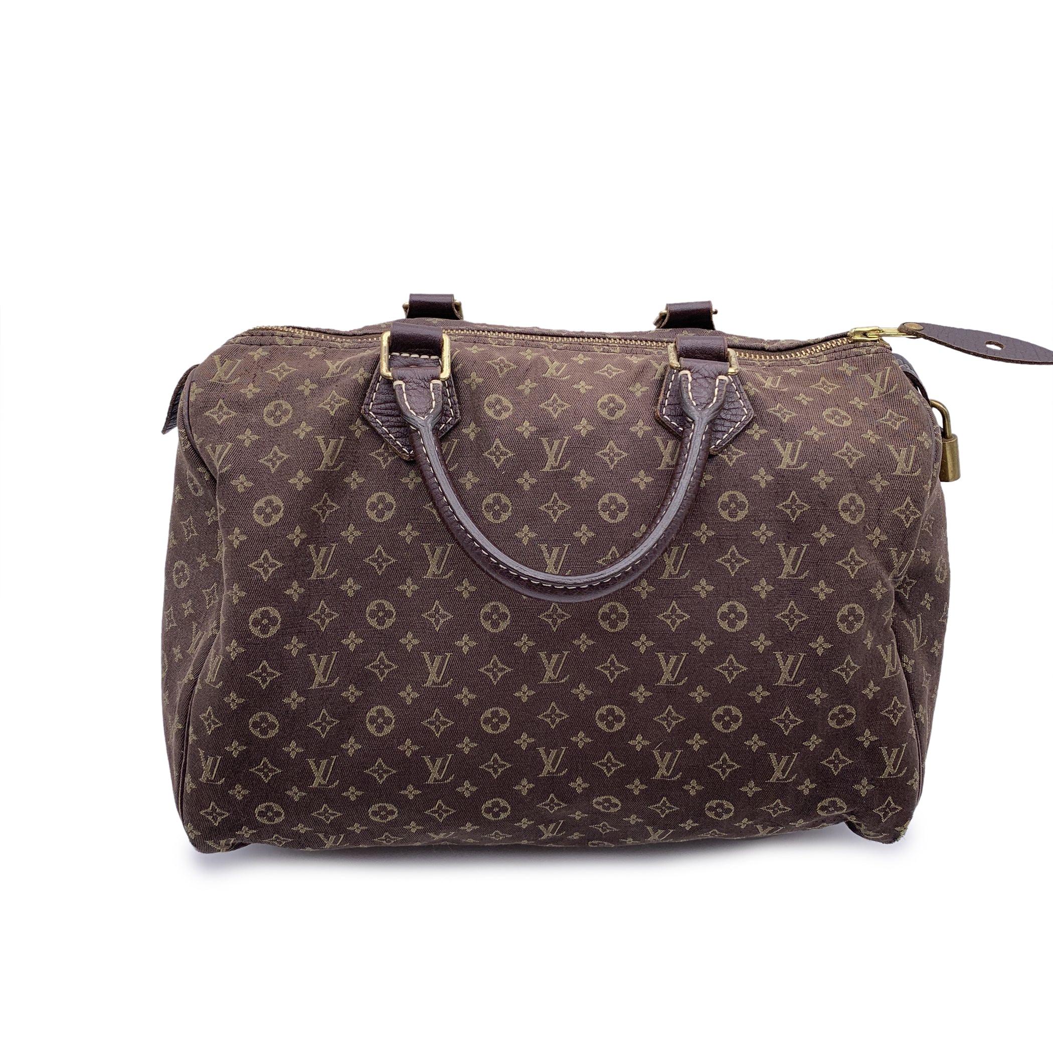 Louis Vuitton Brown Idylle Monogram Mini Lin Canvas Speedy 30 Bag In Good Condition For Sale In Rome, Rome