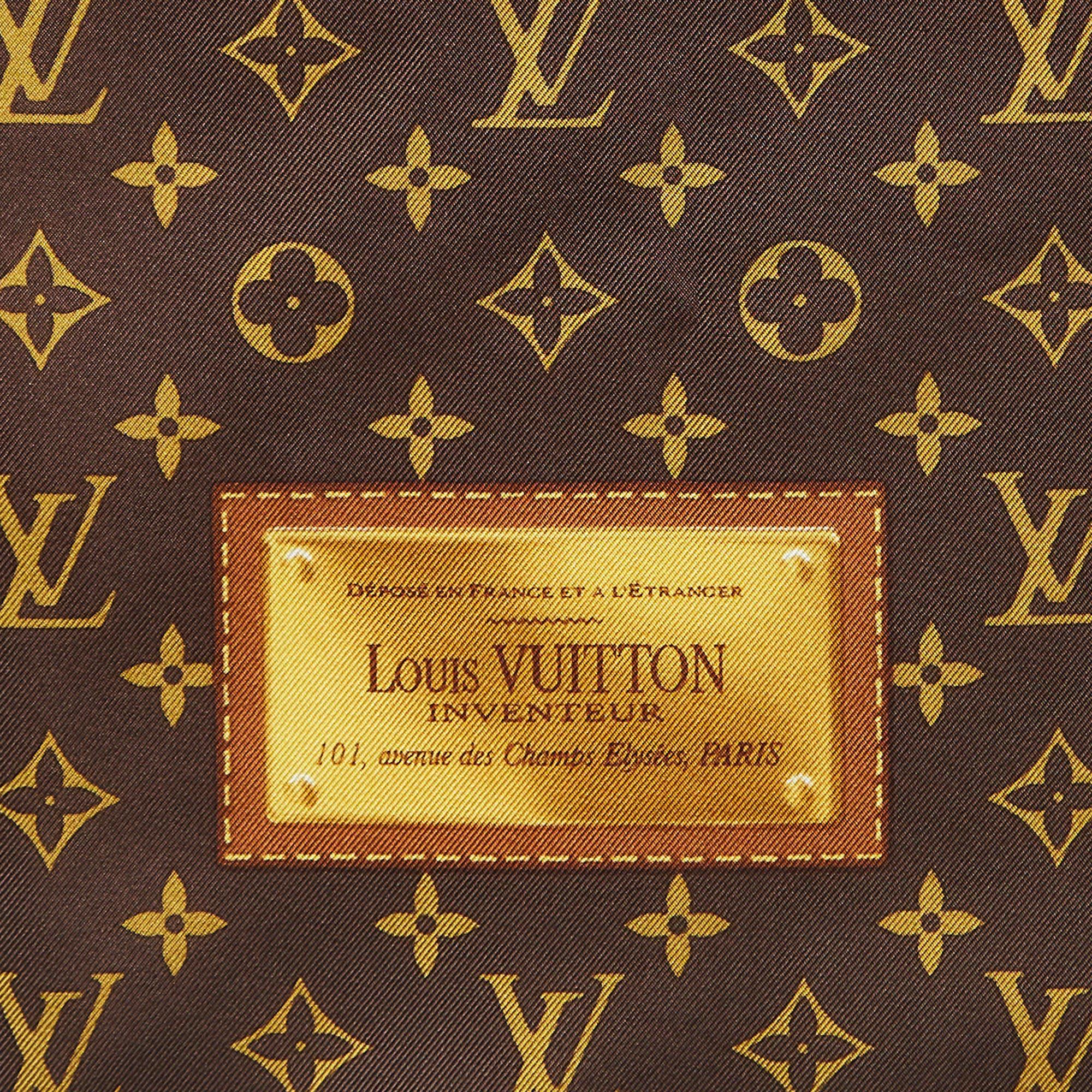 The Louis Vuitton scarf exudes timeless elegance. Crafted from luxurious silk, it features the iconic LV monogram in a rich brown hue, adding sophistication to any ensemble. Perfect for adding a touch of luxury to your attire.


