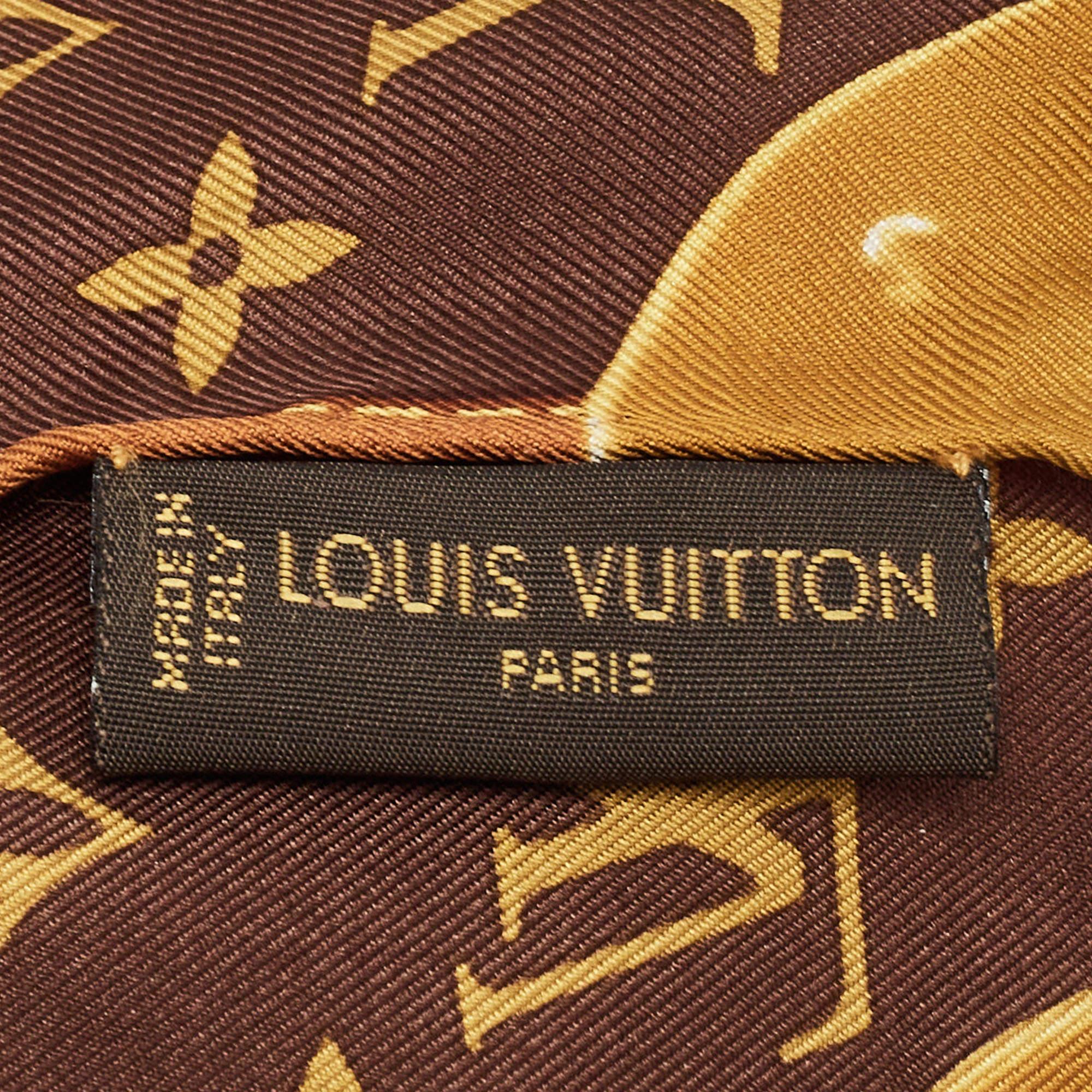 Women's Louis Vuitton Brown Iventeur Monogram Print Silk Square Scarf
