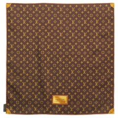 Louis Vuitton Brown Iventeur Monogram Print Silk Square Scarf