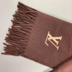 LOUIS VUITTON Brown Knitted Cashmere Fringe Scarf