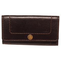 Louis Vuitton Brown Leather 6 Key Holder Wallet with leather, gold-tone hardware
