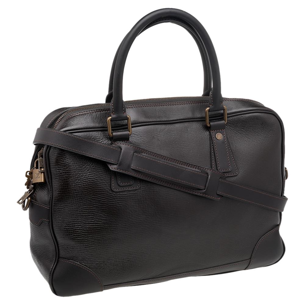 Louis Vuitton Brown Leather Acoma Utah Messenger Bag In Good Condition In Dubai, Al Qouz 2