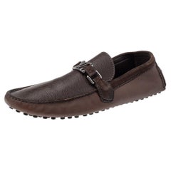 Louis Vuitton Brown Leather And Suede Slip On Hockenheim Loafers Size 44