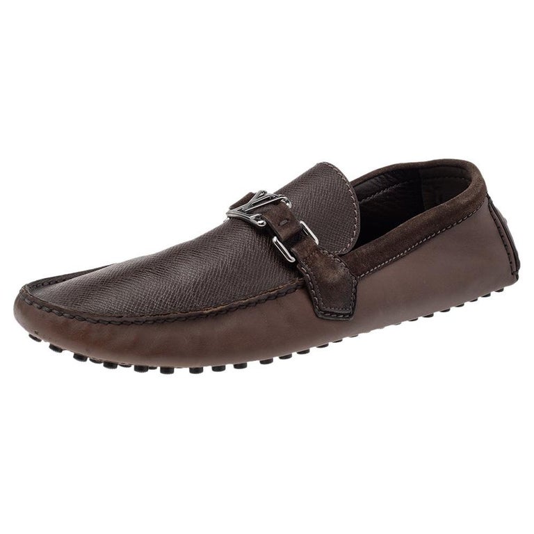 Authentic LOUIS VUITTON Men's Brown Loafers Driving Shoes Size 7.5US