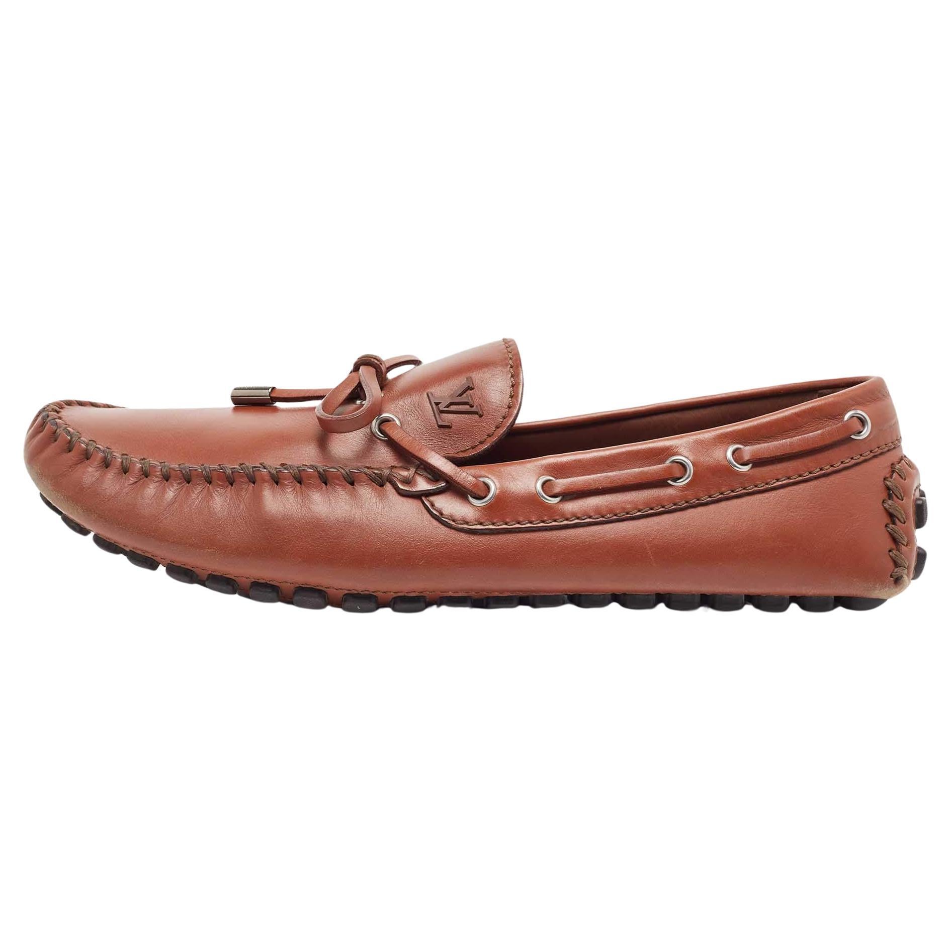 Louis Vuitton Brown Leather Arizona Loafers Size 42.5 For Sale