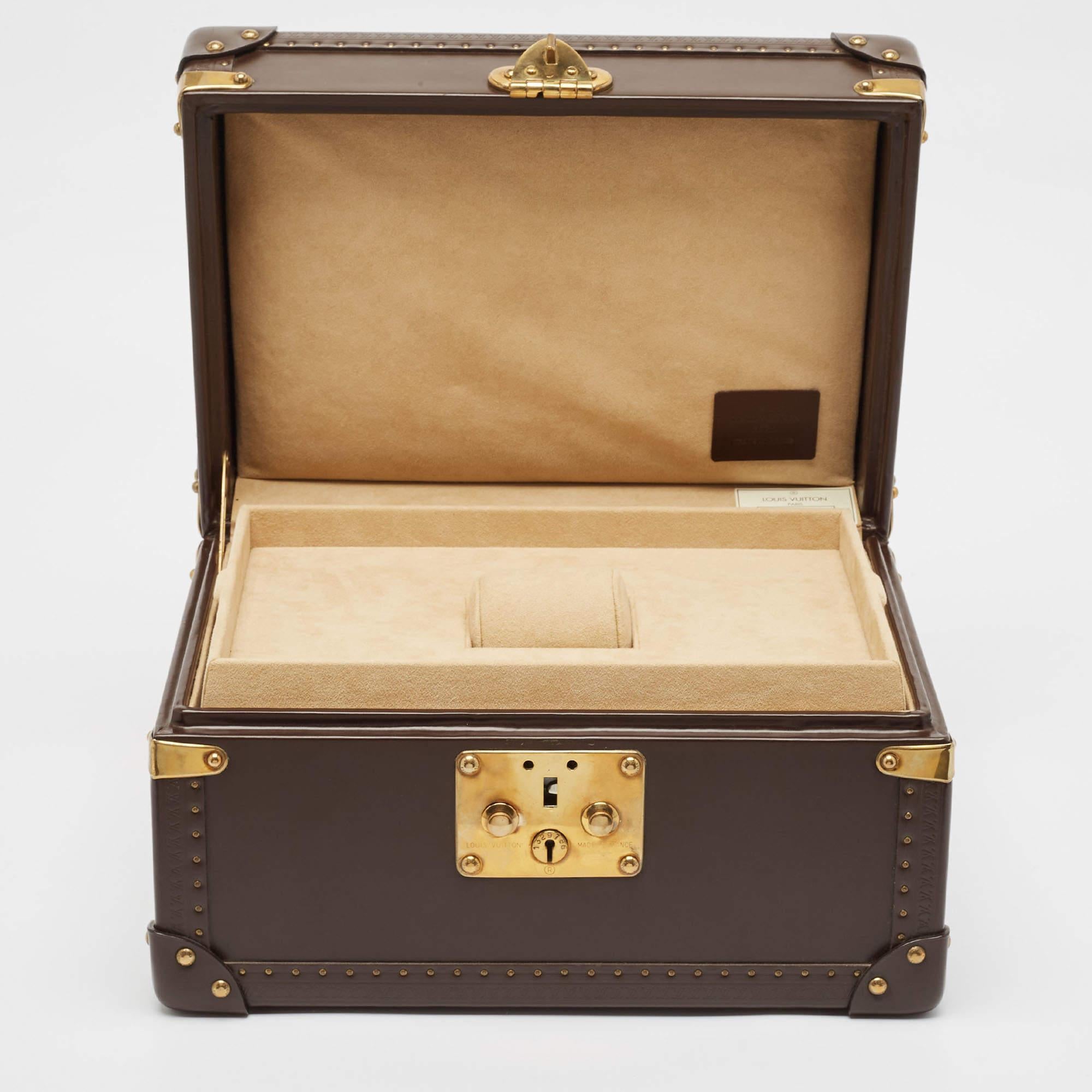 Black Louis Vuitton Brown Leather Boite Montre Case For Sale