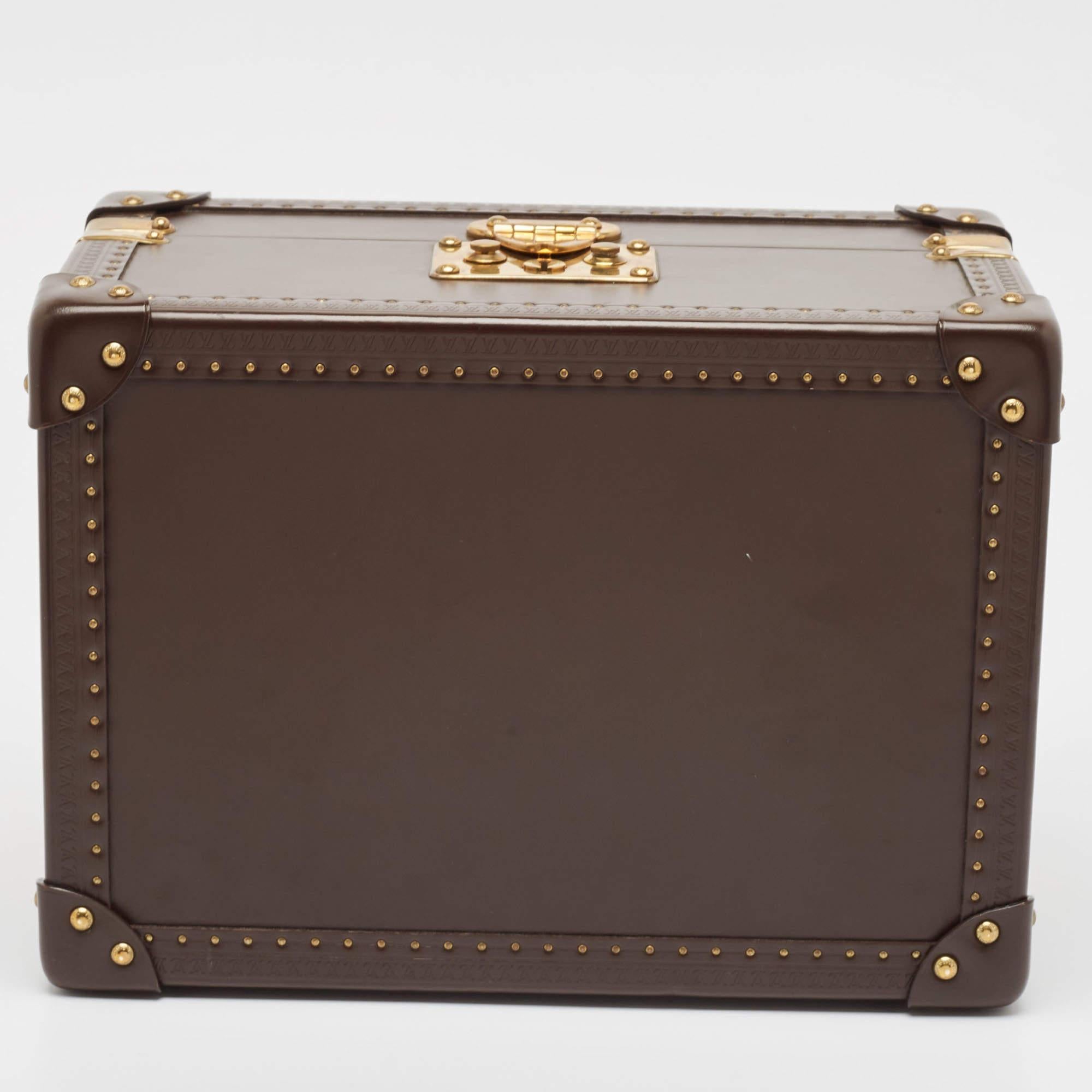 Louis Vuitton Brown Leather Boite Montre Case In Good Condition For Sale In Dubai, Al Qouz 2