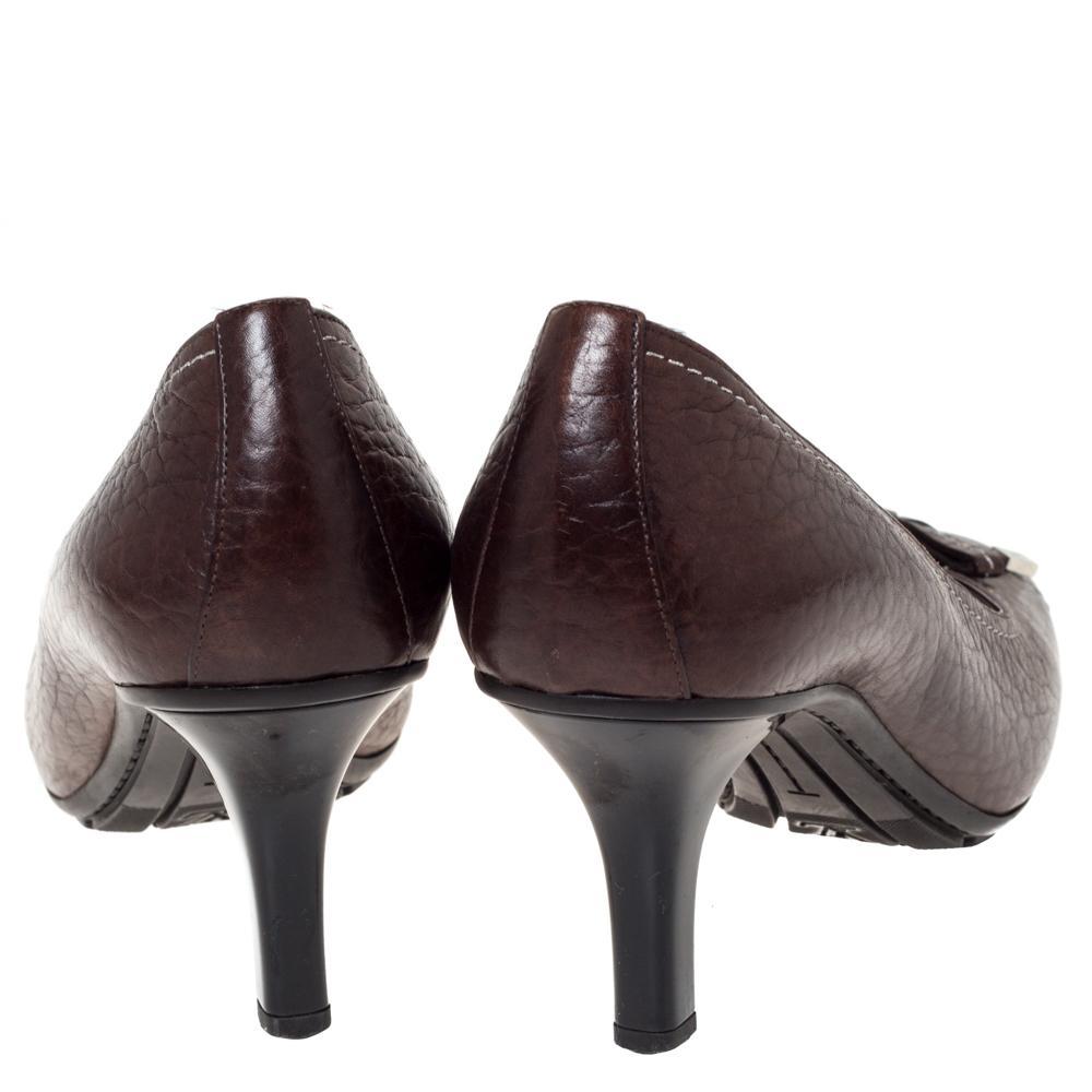 Black Louis Vuitton Brown Leather Bow Pumps Size 37