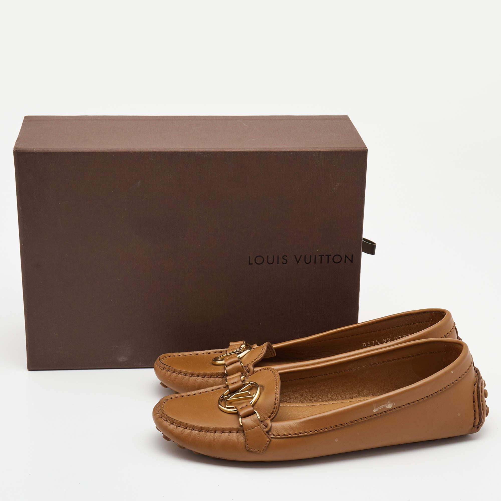Louis Vuitton Brown Leather Dauphine Loafers Size 37.5 For Sale 7