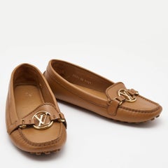 Louis Vuitton Brown Leather Dauphine Loafers Size 37.5