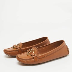 Louis Vuitton Brown Leather Dauphine Slip On Loafers Size 35