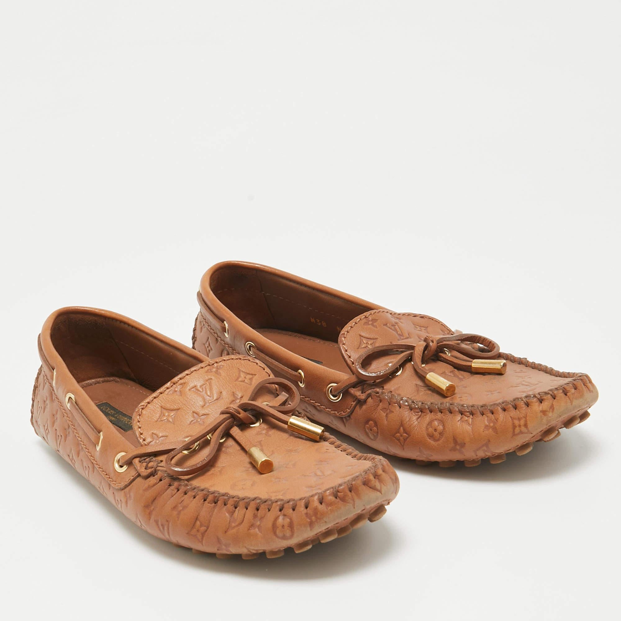 Women's Louis Vuitton Brown Leather Gloria Loafers Size 38