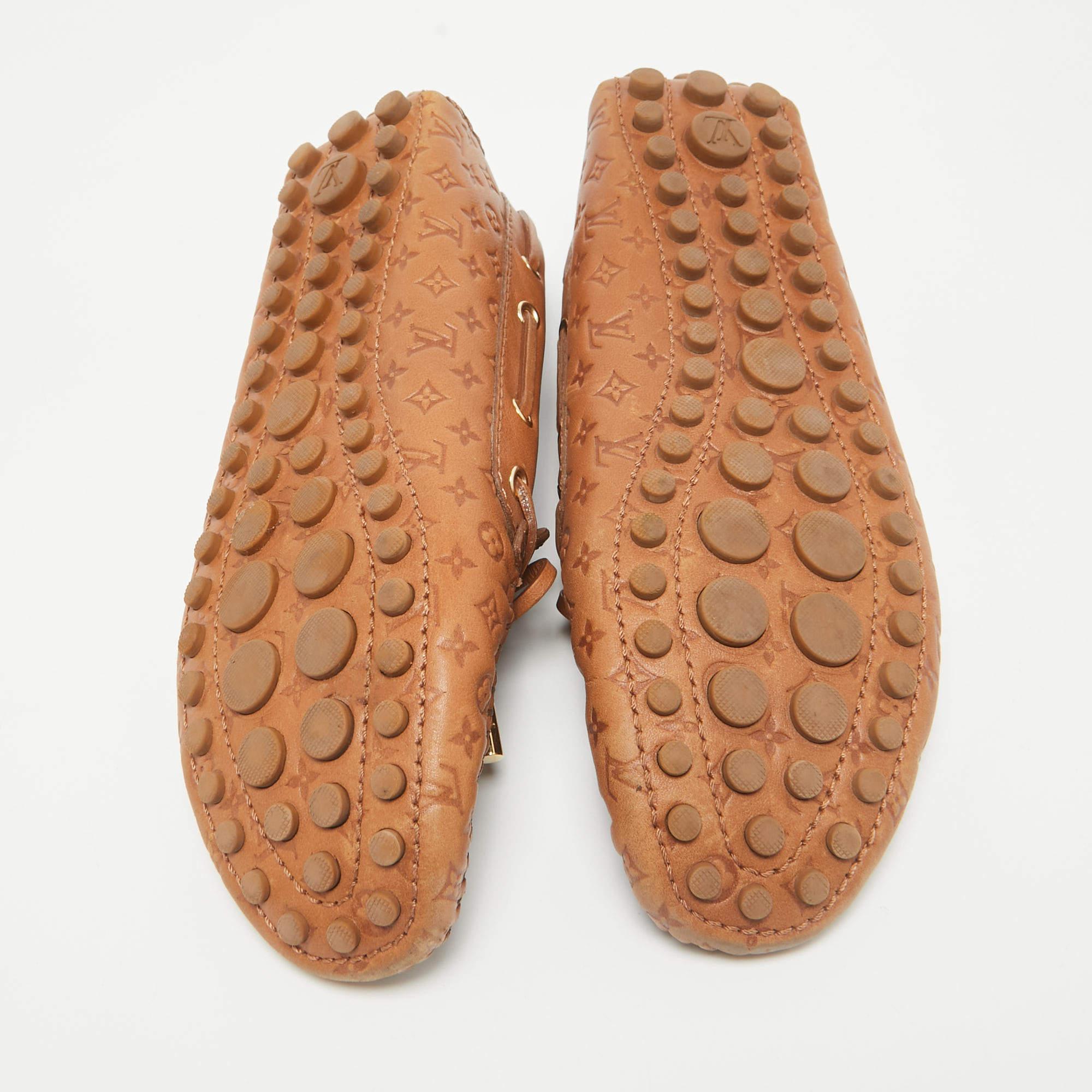 Louis Vuitton Brown Leather Gloria Loafers Size 38 2