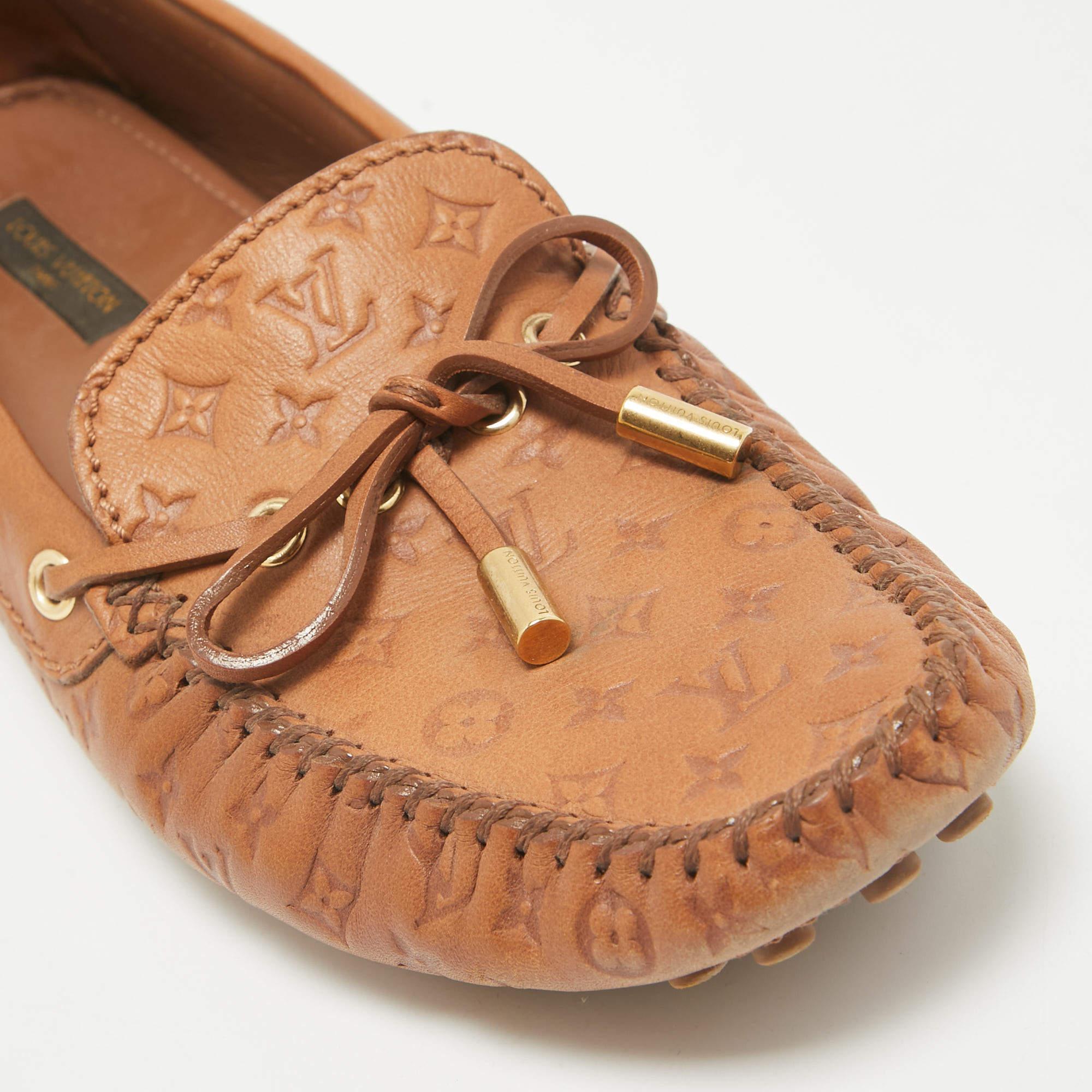 Louis Vuitton Brown Leather Gloria Loafers Size 38 4