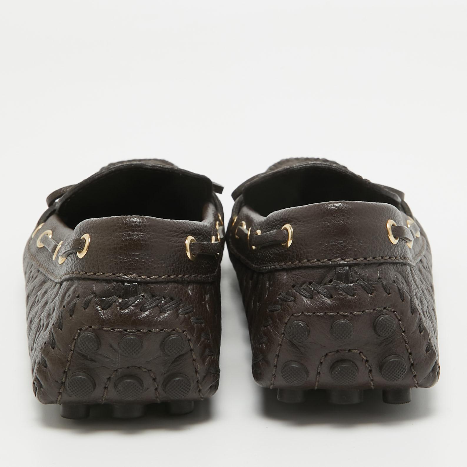 Louis Vuitton Brown Leather Gloria Loafers Size 38.5 For Sale 4