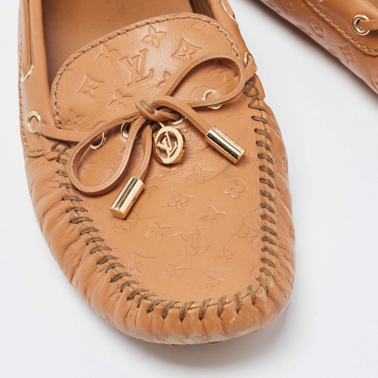 Louis Vuitton Brown Leather Gloria Slip On Loafers Size 36 at 1stDibs
