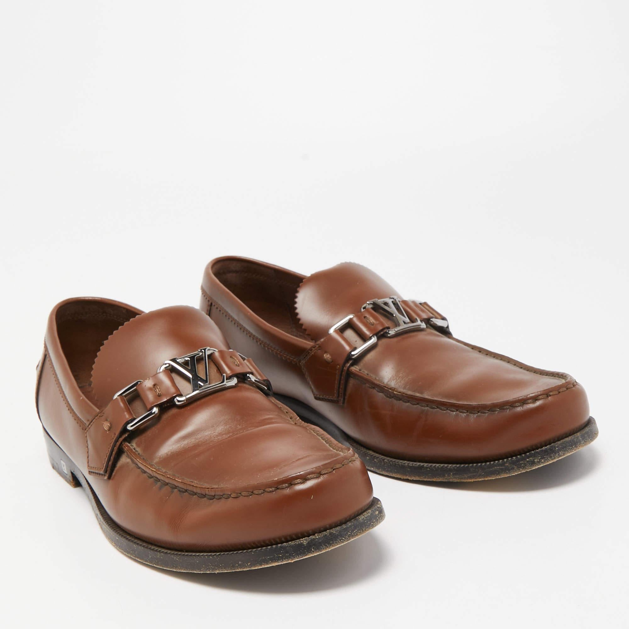 Louis Vuitton Brown Leather Hockenheim Loafers Size 40 For Sale 1