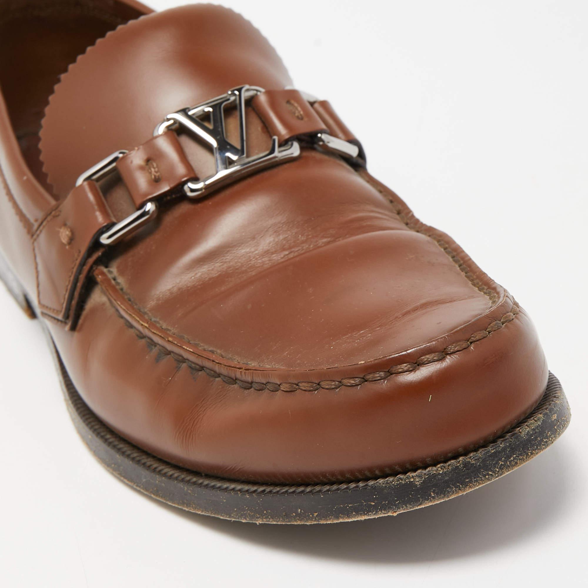Louis Vuitton Brown Leather Hockenheim Loafers Size 40 For Sale 4