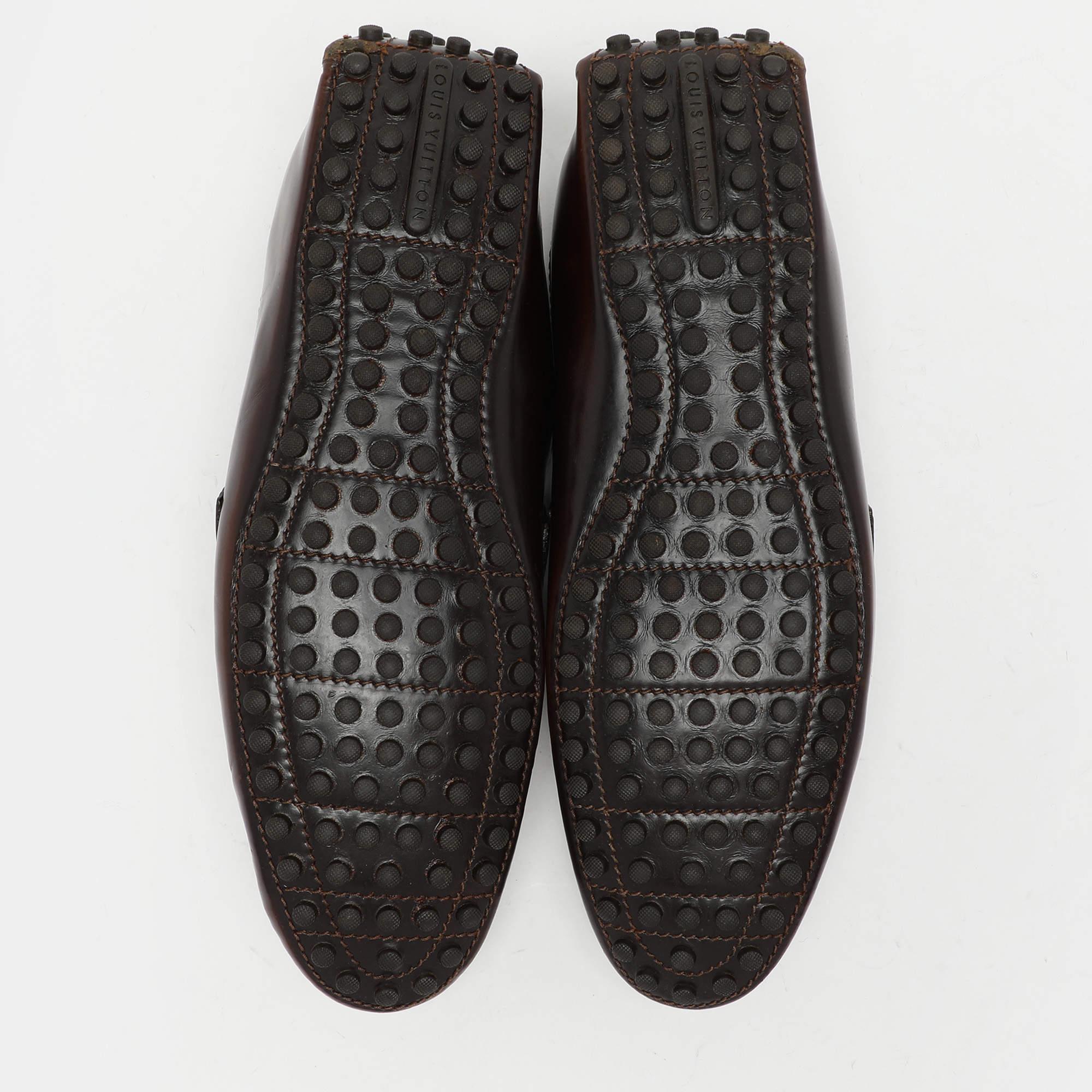 Louis Vuitton Mocassins en cuir Brown Taille 44 en vente 1