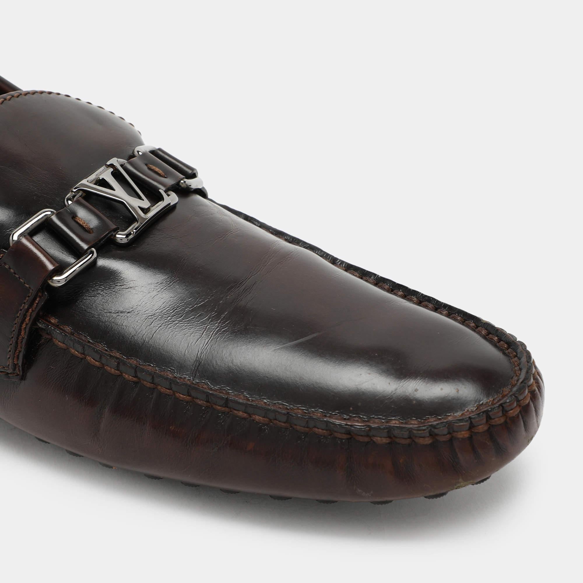 Louis Vuitton Mocassins en cuir Brown Taille 44 en vente 2