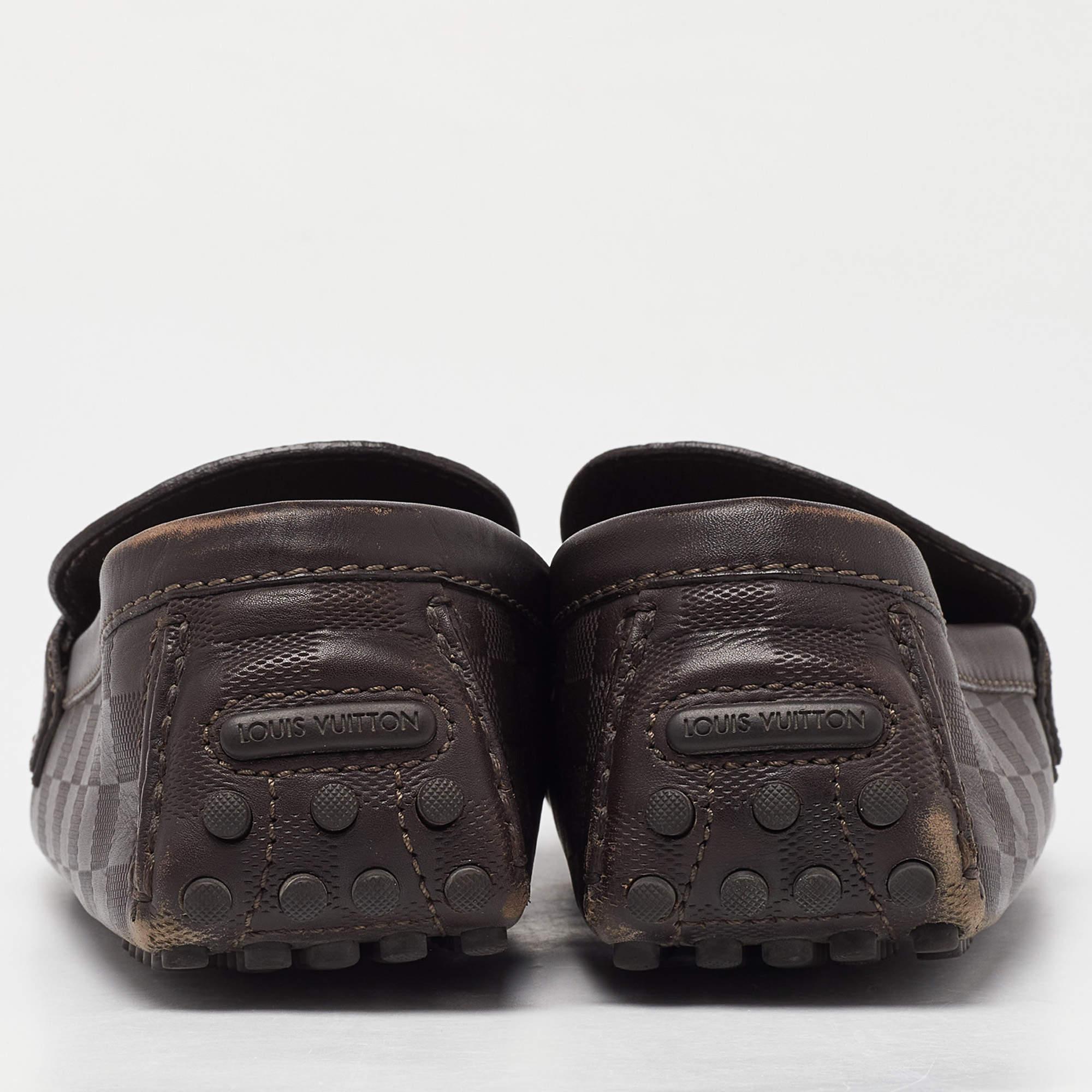 De los hombres Louis Vuitton Mocasines Slip On Hockenheim de cuero marrón talla 43.5 en venta