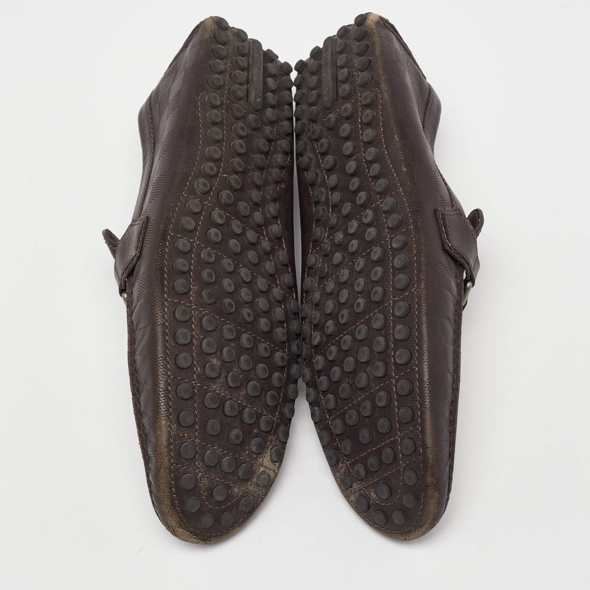 Louis Vuitton Mocasines Slip On Hockenheim de cuero marrón talla 43.5 en venta 1