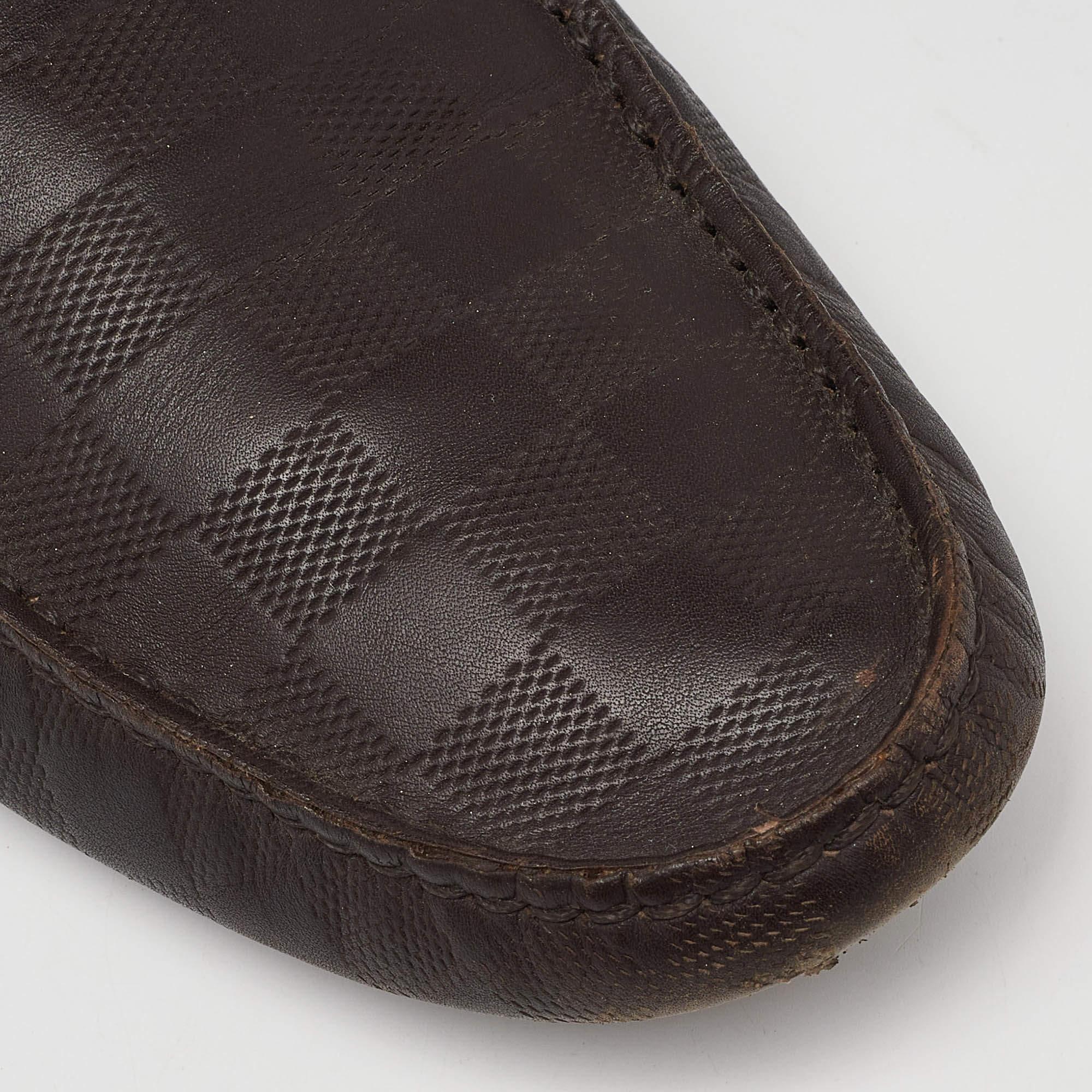 Louis Vuitton Mocasines Slip On Hockenheim de cuero marrón talla 43.5 en venta 3