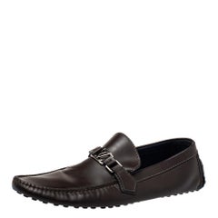 Louis Vuitton Brown Leather Hockenheim Slip on Loafers Size 46