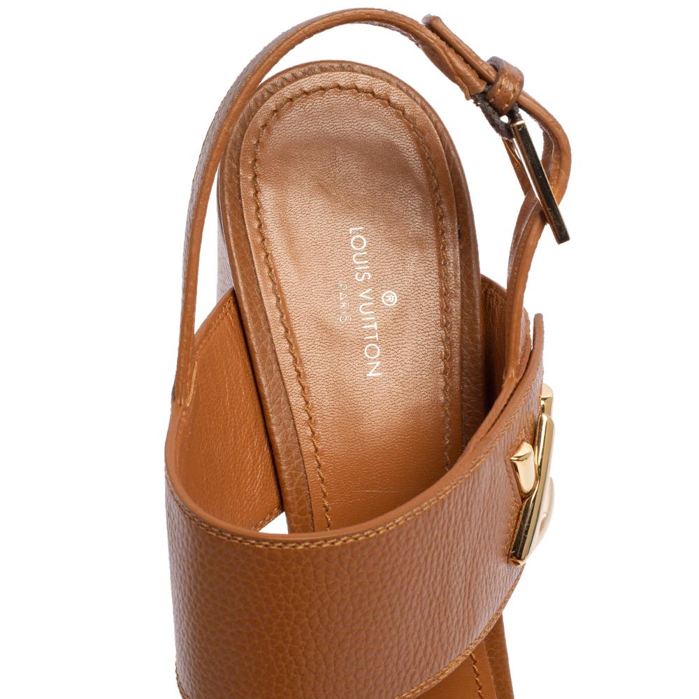Louis Vuitton Brown Leather Horizon Block Heel Sandals Size 40 2