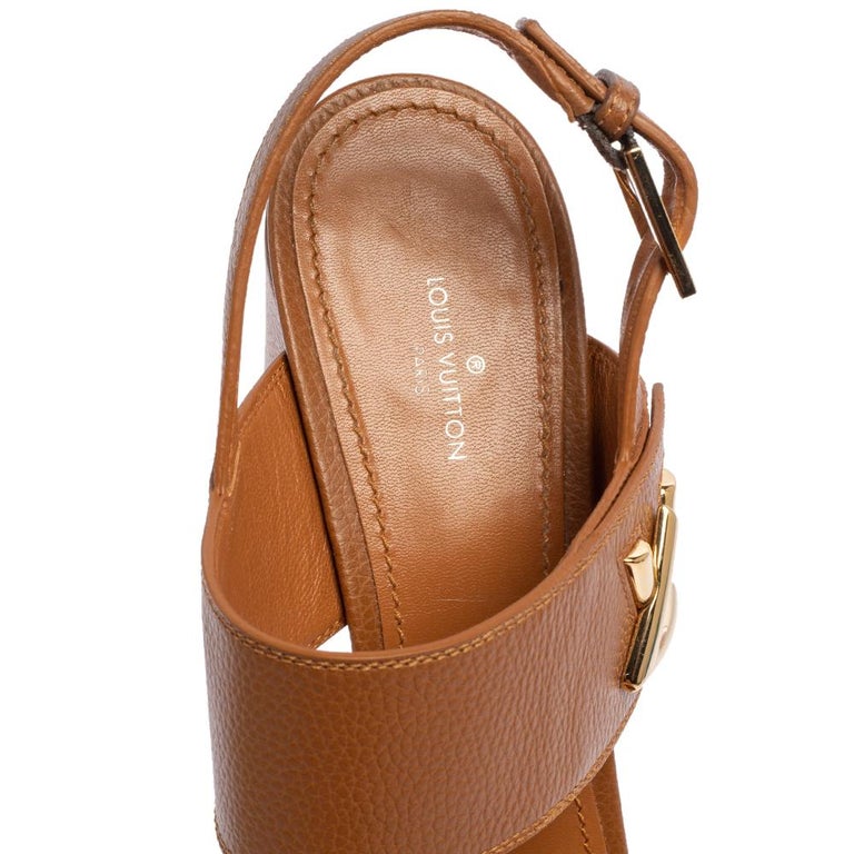 Louis Vuitton Brown Leather Horizon Block Heel Sandals Size 40 at 1stDibs