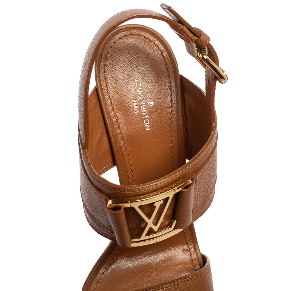 Louis Vuitton Brown Leather Horizon Slingback Sandals Size 39 4