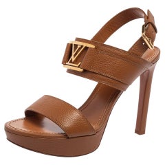 Louis Vuitton Brown Leather Horizon Slingback Sandals Size 39