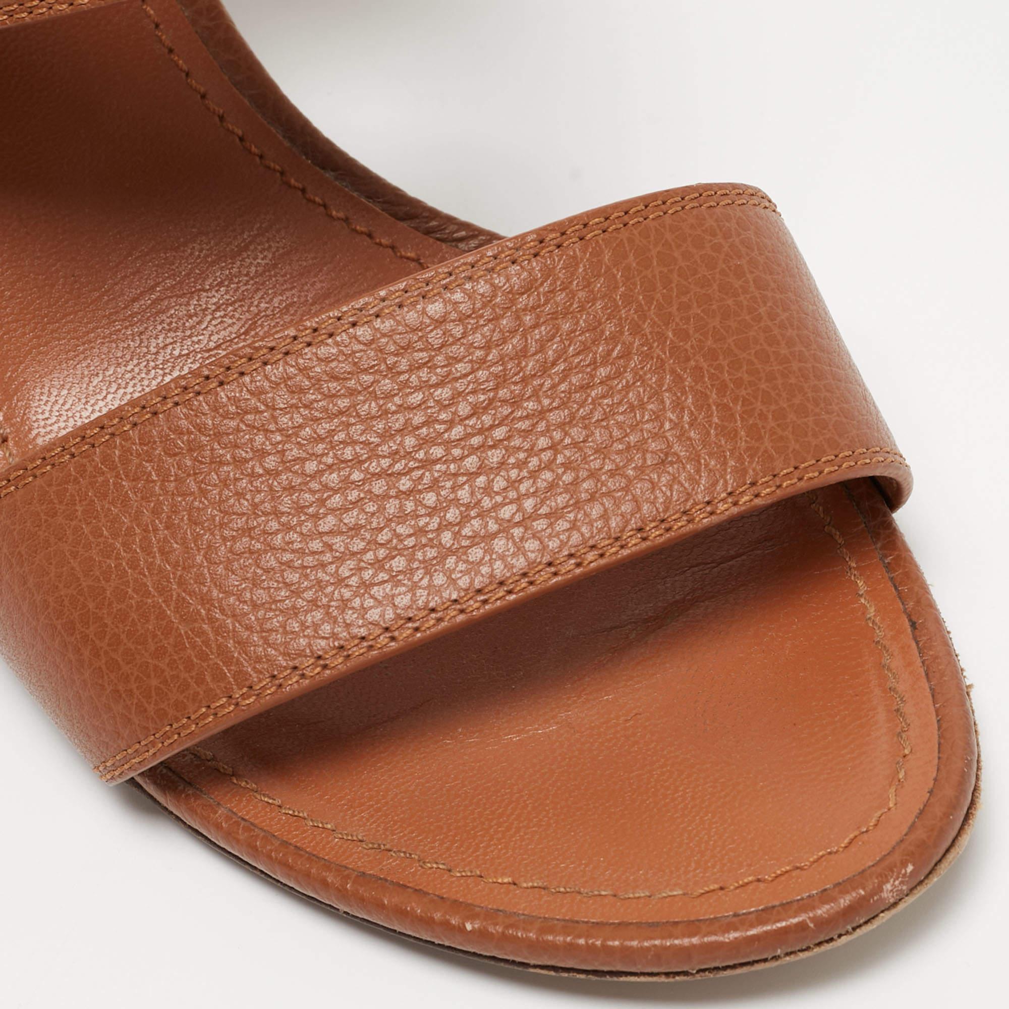 Louis Vuitton Brown Leather Horizon Slingback Sandals Size 40 In Good Condition For Sale In Dubai, Al Qouz 2