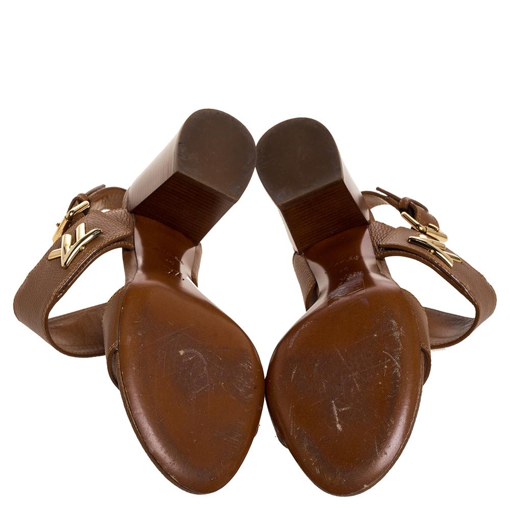 Louis Vuitton Brown Leather Horizon Slingback Sandals Size 40 1