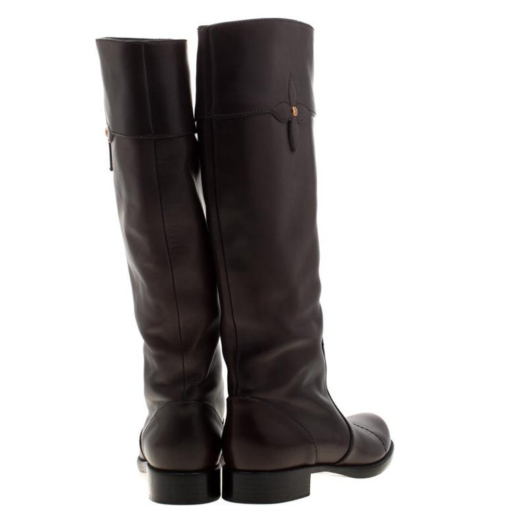 Louis Vuitton Brown Leather Knee Length Boots Size Size 39.5 For Sale ...