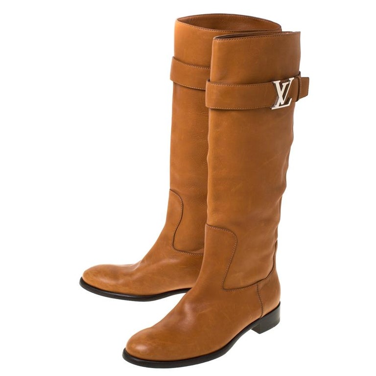 Louis Vuitton Brown Leather Legacy Riding Knee Boots Size 38 For Sale