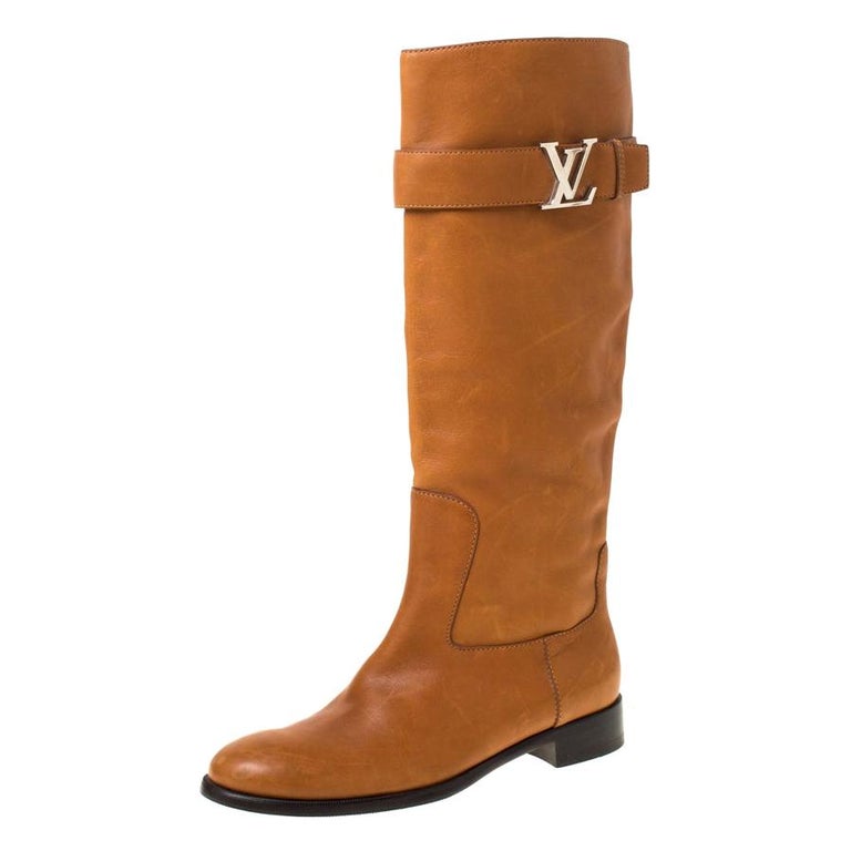Louis Vuitton Brown Leather Legacy Riding Knee Boots Size 38 For Sale