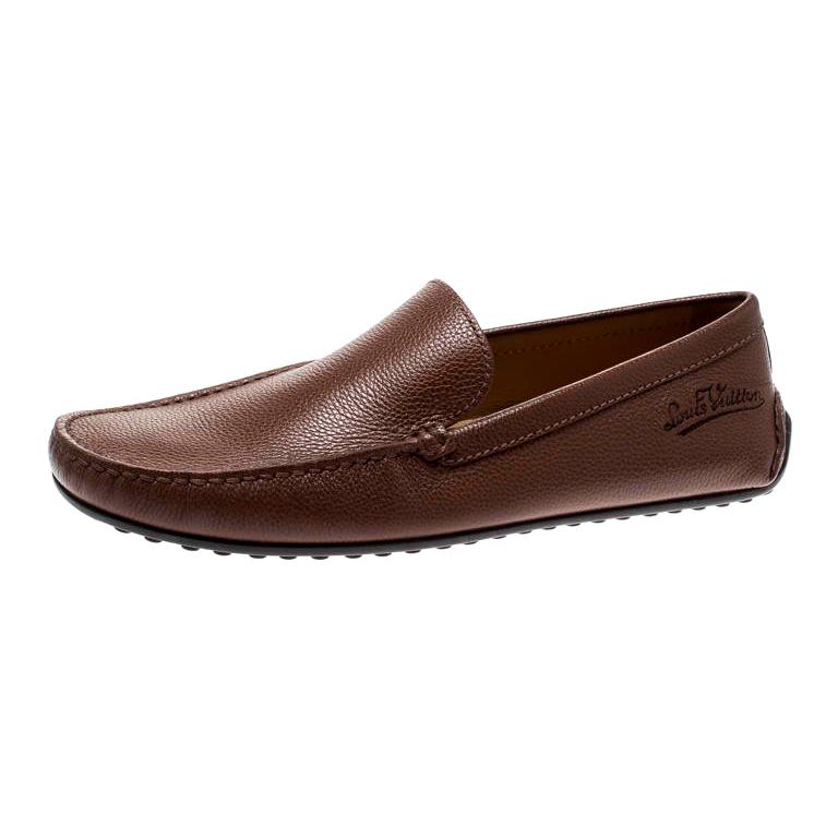 Louis Vuitton Brown Leather Loafers Size 43.5 For Sale at 1stDibs