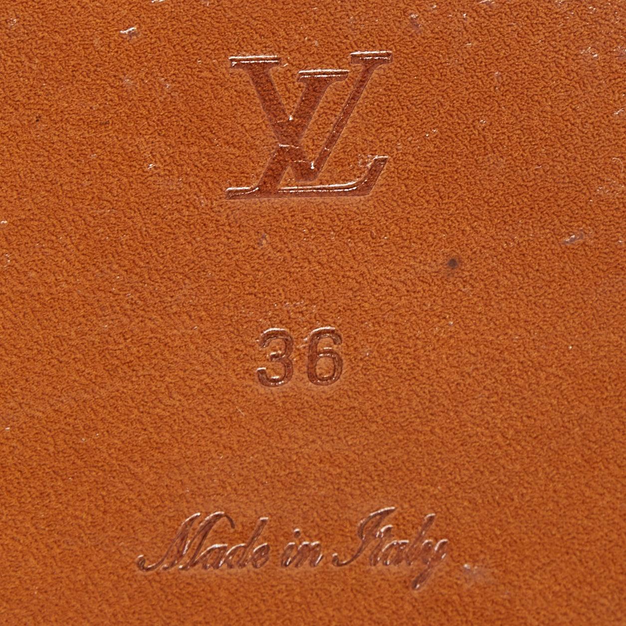 Louis Vuitton Brown Leather Lock It Flat Slides Size 36 3