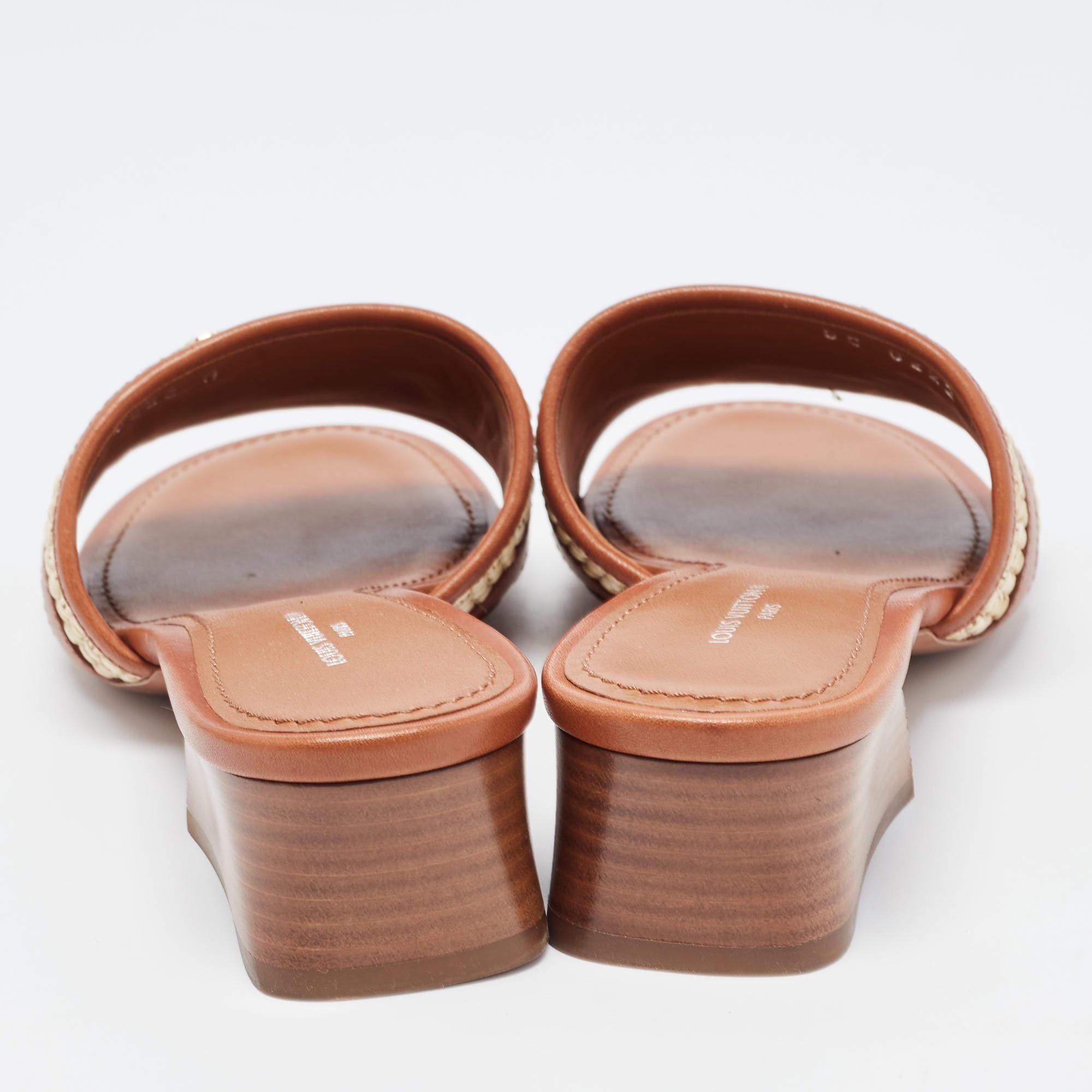 Louis Vuitton Brown Leather Lock It Sandals Size 37 2