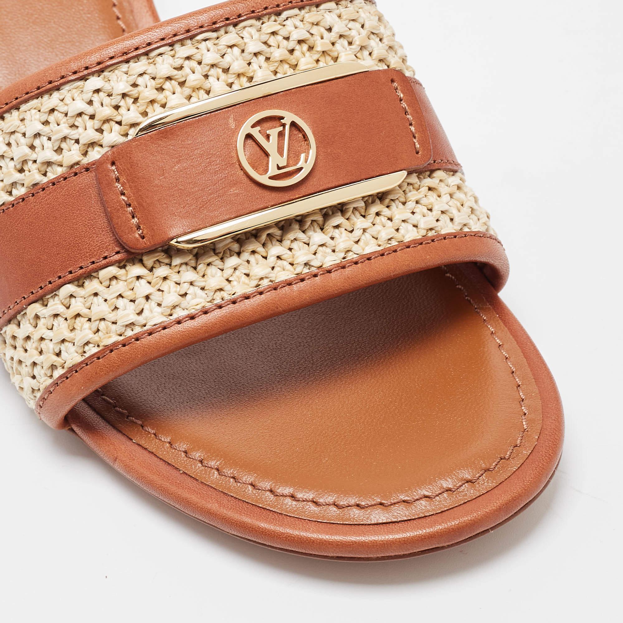 Louis Vuitton Brown Leather Lock It Sandals Size 37 3