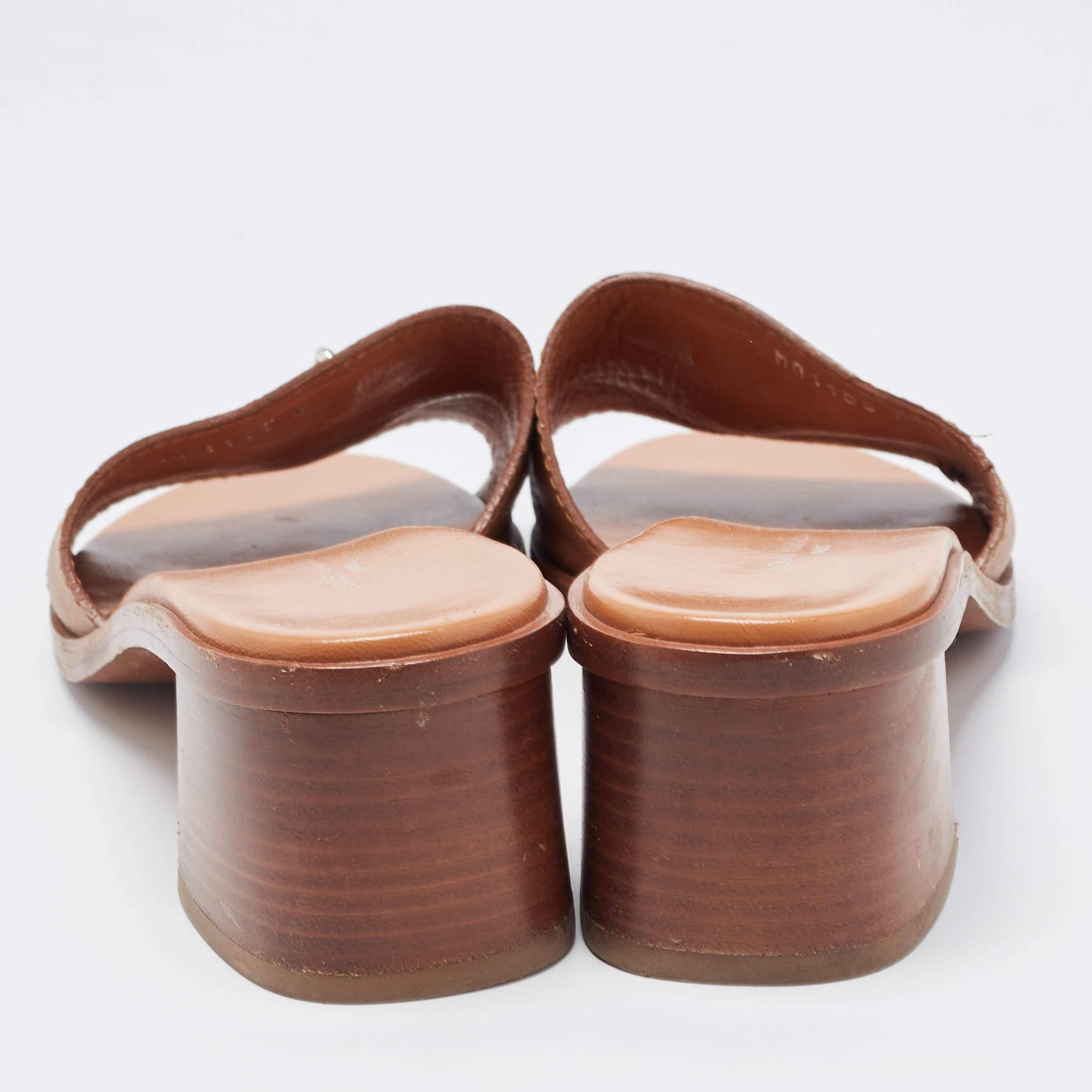 Louis Vuitton Brown Leather Lock It Sandals Size 39 2