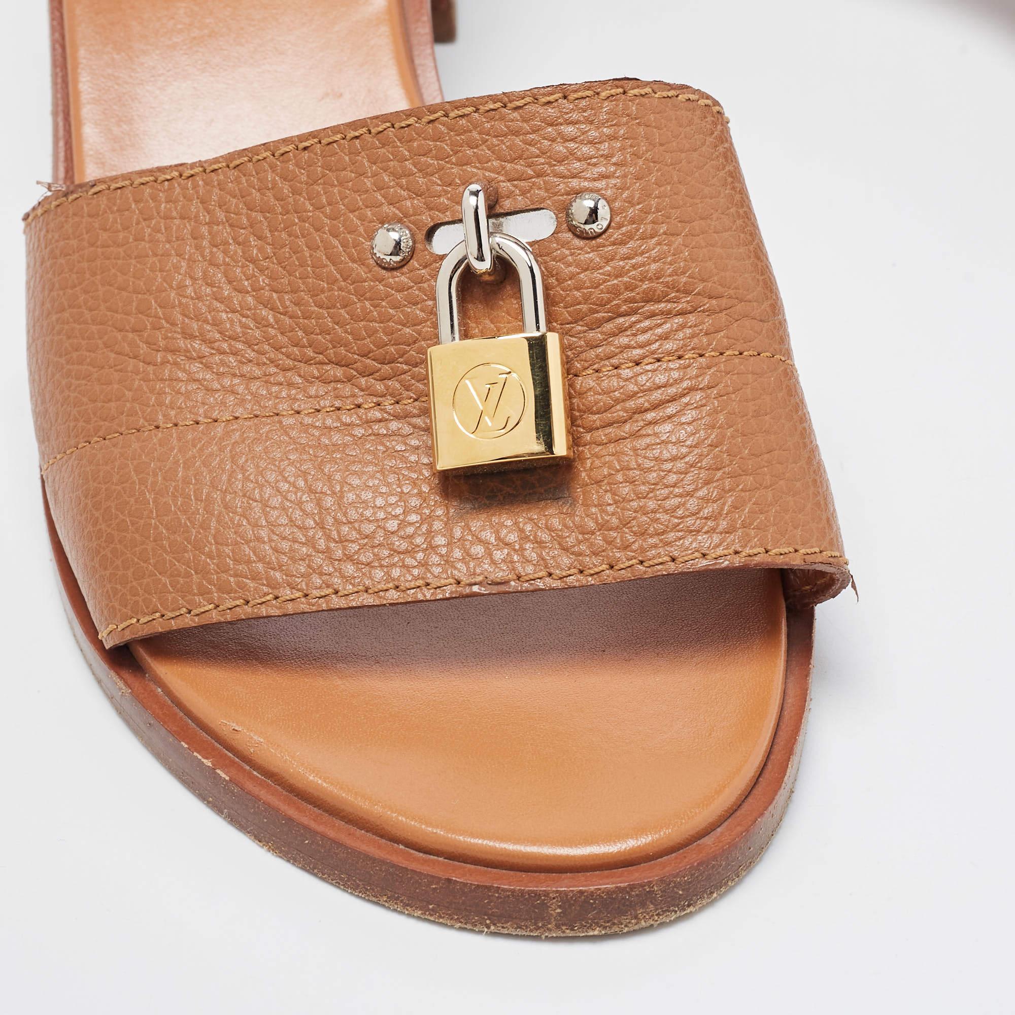 Louis Vuitton Brown Leather Lock It Sandals Size 39 3