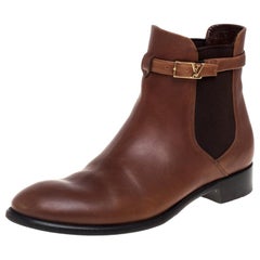 Louis Vuitton Brown Leather Loyalty Ankle Boots Size 38