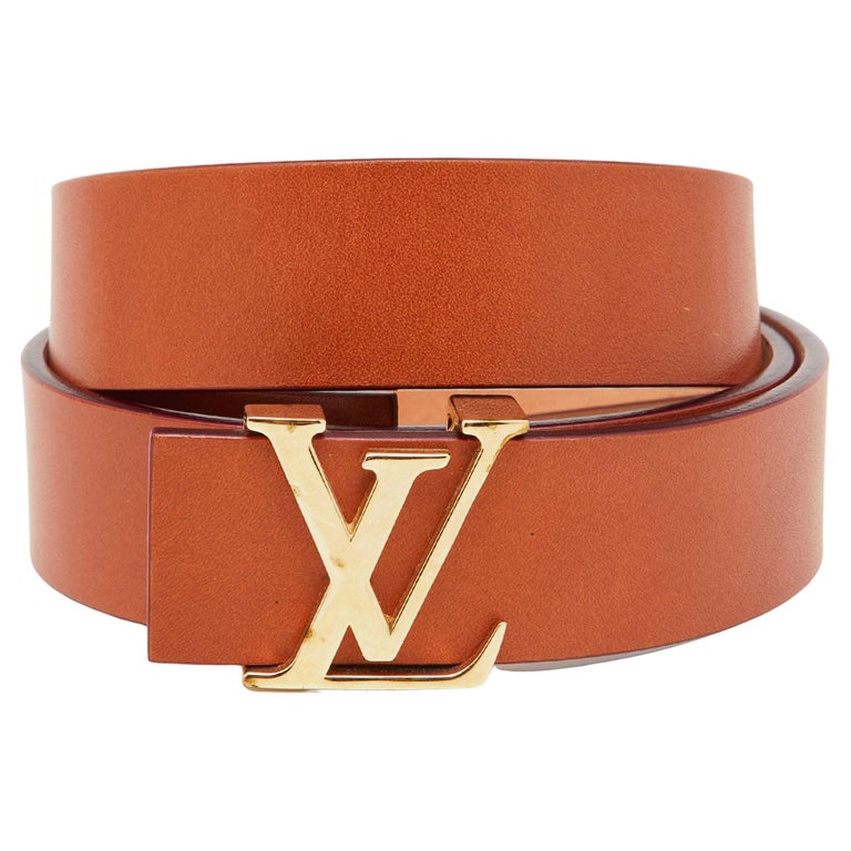Louis Vuitton Brown Leather LV Initiales Belt 85CM For Sale at