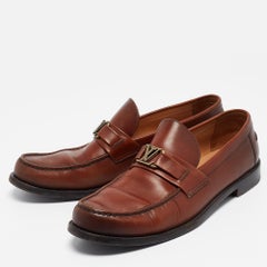 Louis Vuitton Brown Leather Major Slip On Loafers Size 43