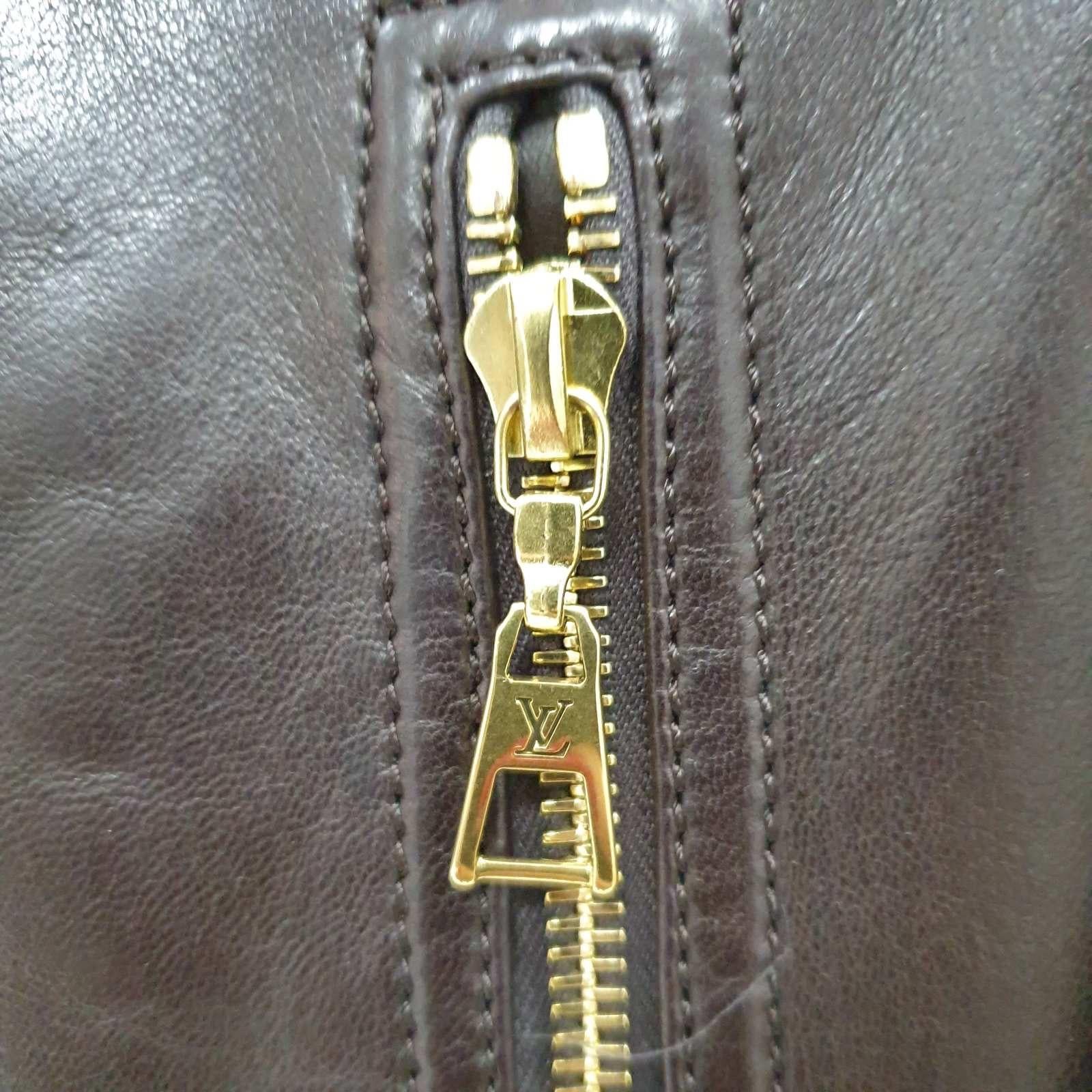 Louis Vuitton Brown Leather Mink Collar Biker Jacket 4